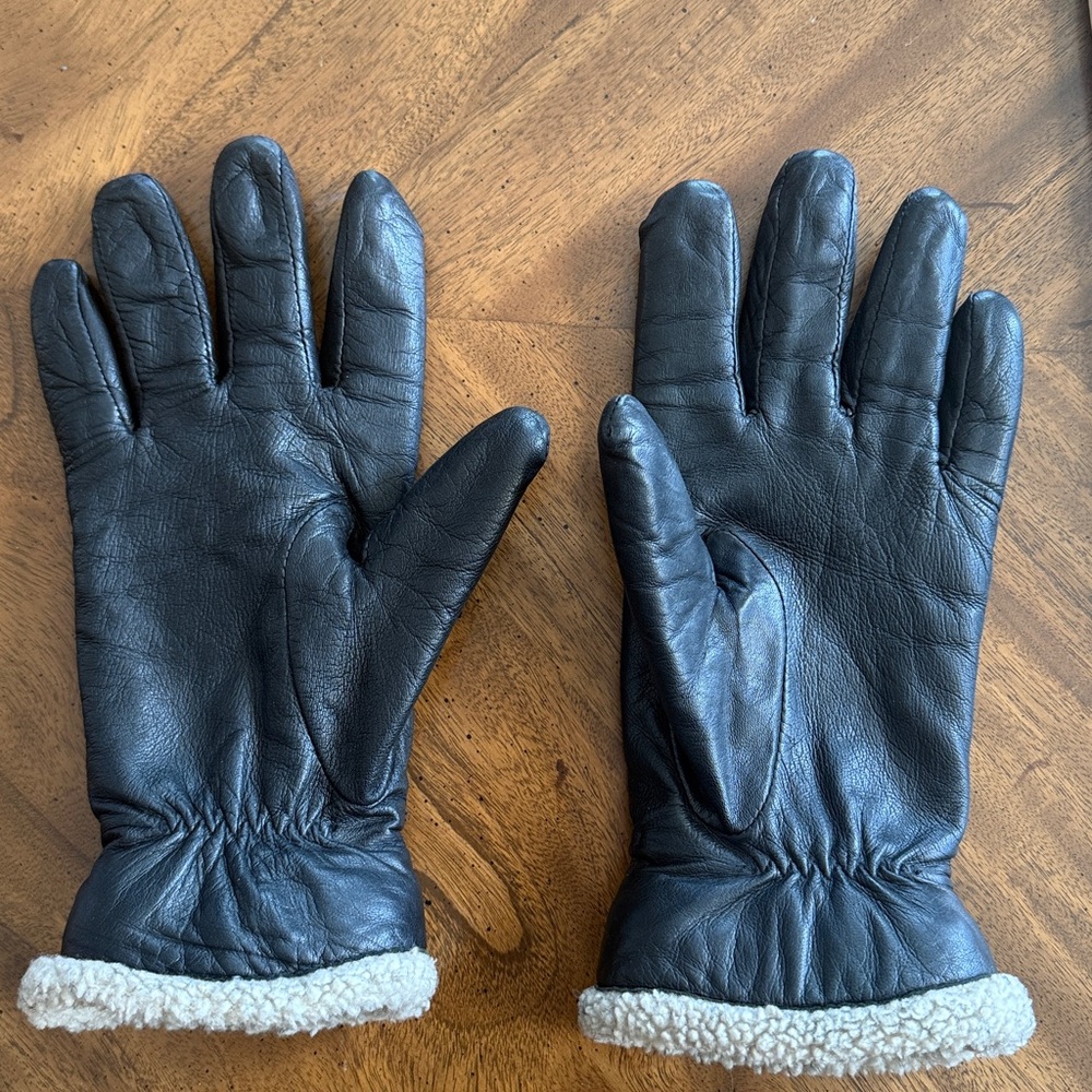 Grandoe Black Leather Women’s Gloves Size L Polyester Lining